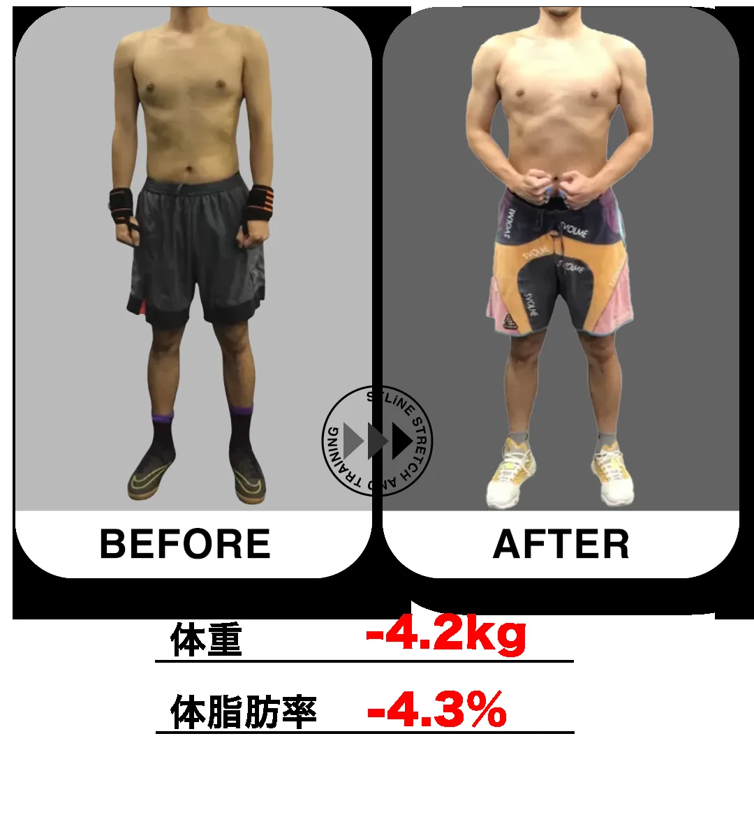 女性のお客様の可動域・立ち姿ラインの施術前後比較（顔は写していません） ／ After